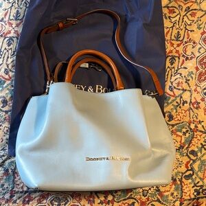 Dooney & Bourke Light Blue Leather Tote with Brown Handles